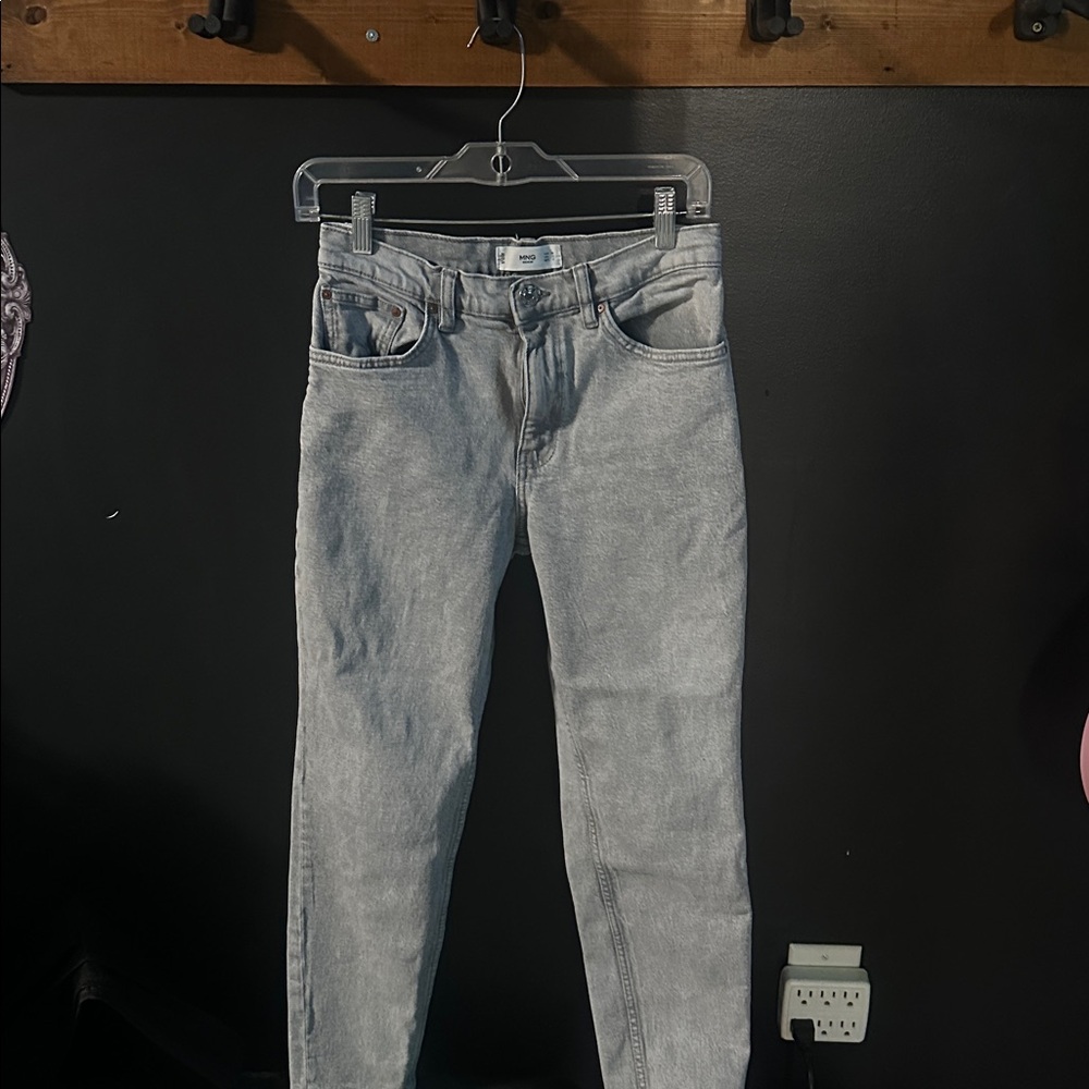 mng denim size 4 straight leg grey jeans